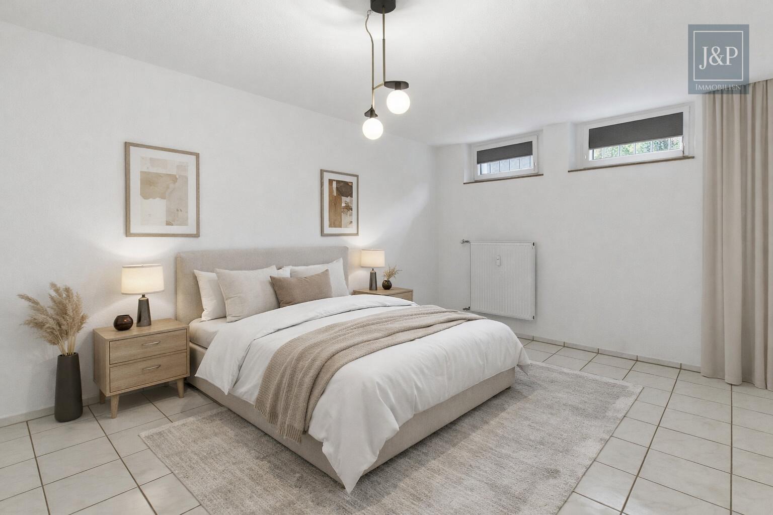 Helle 3-Zimmer-Wohnung mit Terrasse & Gartenanteil in Toplage Hofheim-Marxheim - Schlafzimmer 2 KI Überarbeitet