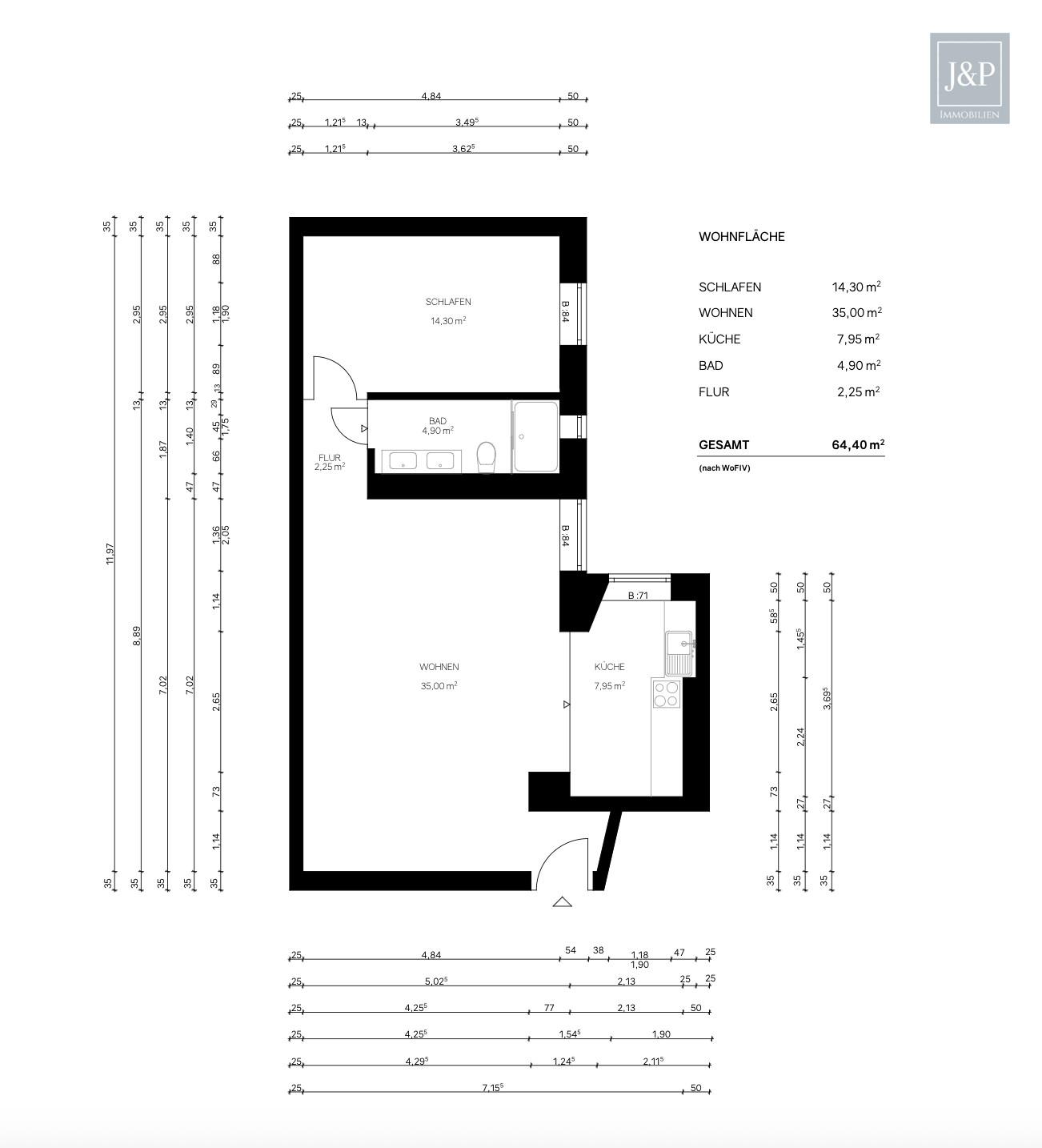Altbaucharme trifft Moderne: Bezugsfreie 2-Zimmer-Wohnung mit Ziegelwand, Dielenboden & EBK - Grundriss