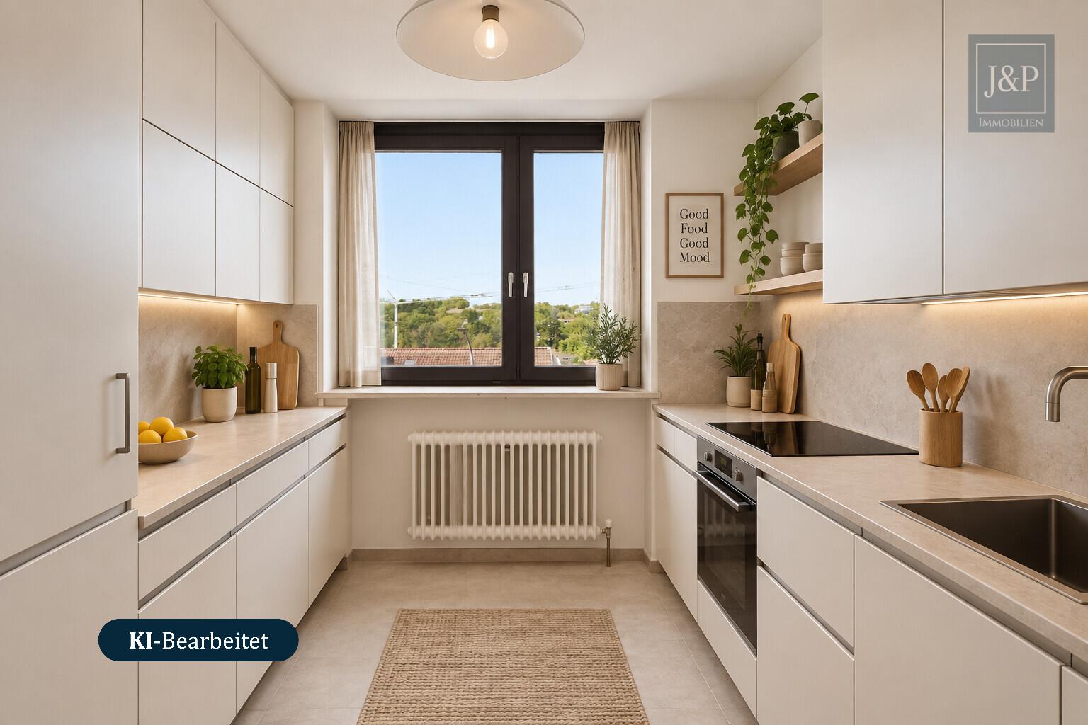 Skyline und Feldbergblick in einem! Schöne Maisonettewohnung in Sackgassenlage & Blick ins Grüne - Küche (Visualisiert)