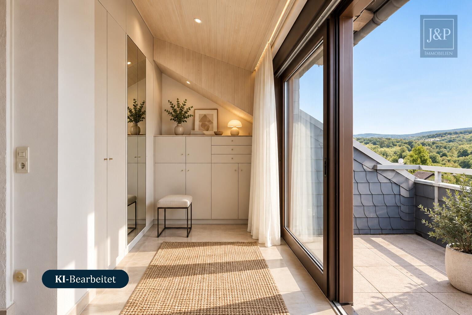 Skyline und Feldbergblick in einem! Schöne Maisonettewohnung in Sackgassenlage & Blick ins Grüne - Nische Schlafzimmer
