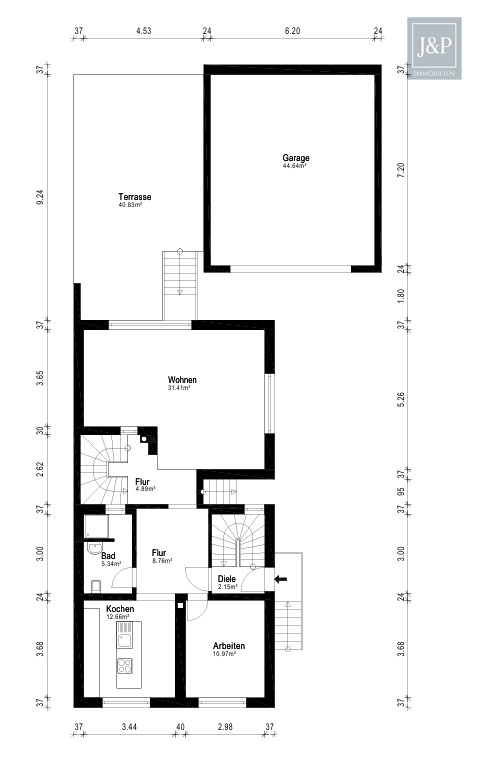 Luxuriöses EFH mit traumhafter Gartenlandschaft, Doppelgarage & Einliegerbereich - Grundriss Egelsbach EG