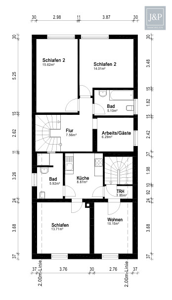 Luxuriöses EFH mit traumhafter Gartenlandschaft, Doppelgarage & Einliegerbereich - Grundriss Egelsbach OG