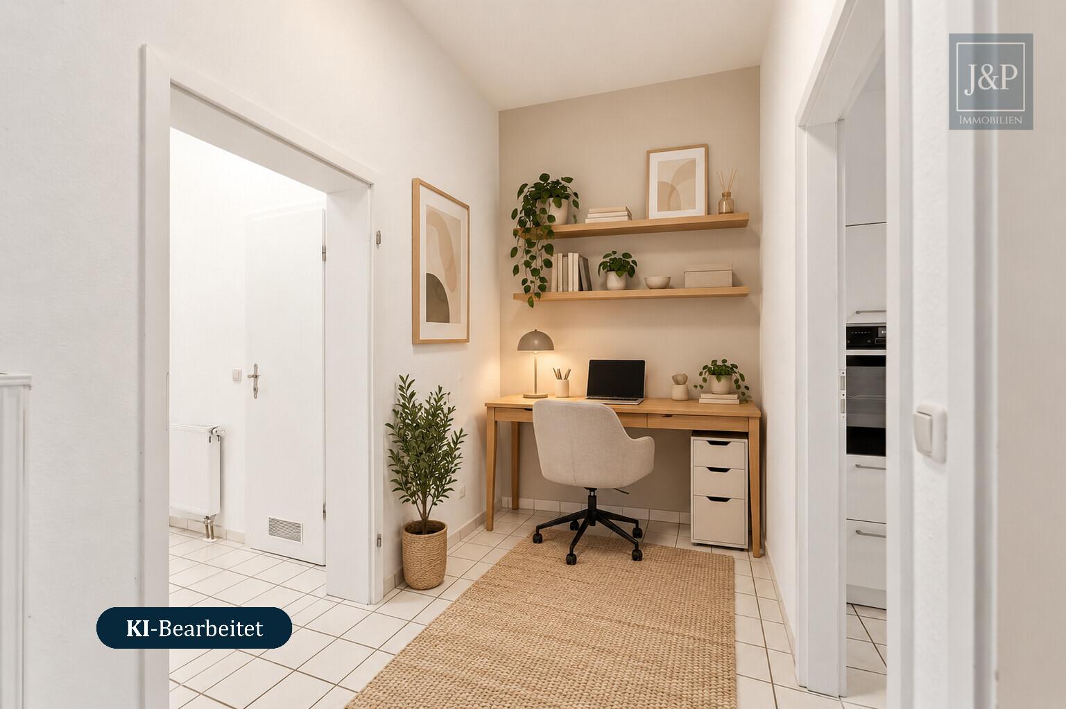Ihr Zuhause in Wiesbaden-Erbenheim | 2 Zimmer, Balkon, Einbauküche & Tiefgaragenstellplatz - Flur KI-generiert