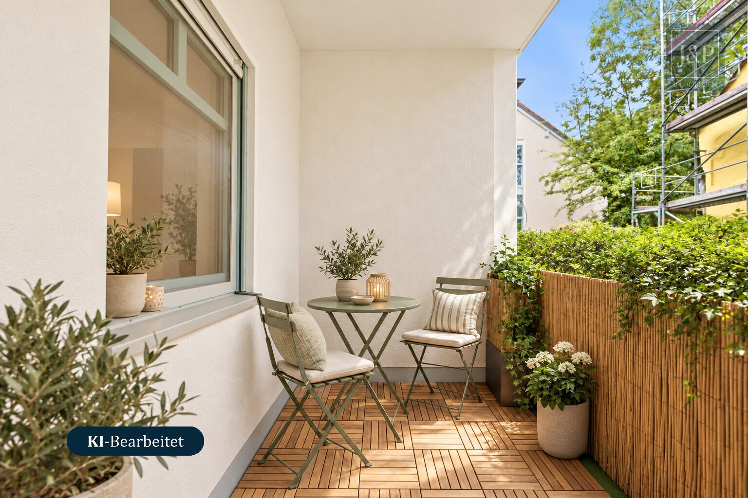 Ihr Zuhause in Wiesbaden-Erbenheim | 2 Zimmer, Balkon, Einbauküche & Tiefgaragenstellplatz - Balkon KI-generiert