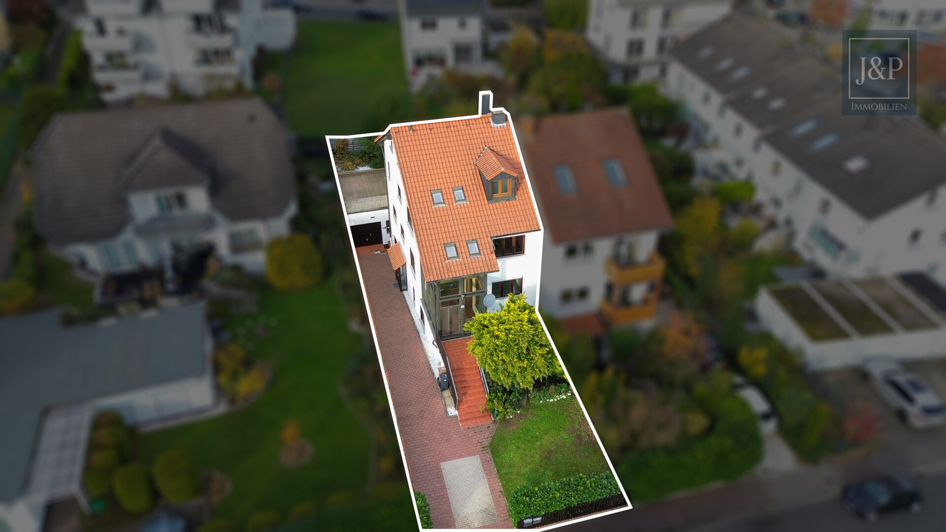 Doppelhaushälfte mit Einliegerwohnung, 3 Terrassen und Wintergarten – ideal für Familien oder Mehrgenerationen! - Luftaufnahme