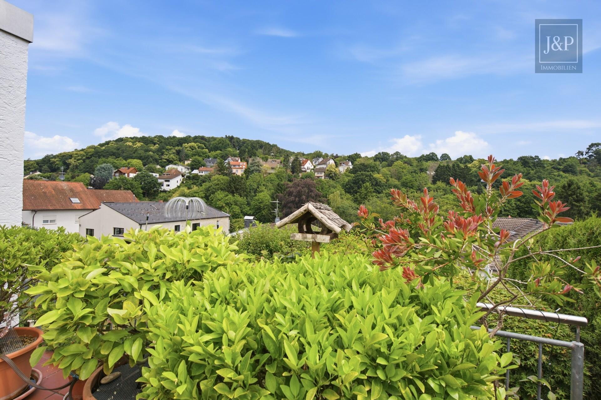 Modernes Familienzuhause im Bungalowstil mit Terrasse, Garten & 3 Garagen - Blick von der Terrasse