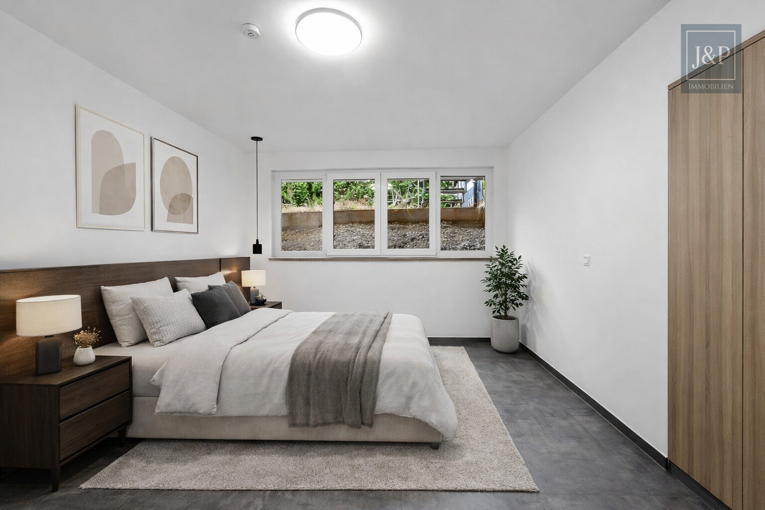 Moderne Maisonette Wohnung mit Garten & Balkon, KfW-70-Standard & 2 Stellplätzen in Kelsterbach - Schlafzimmer UG KI-Generiert