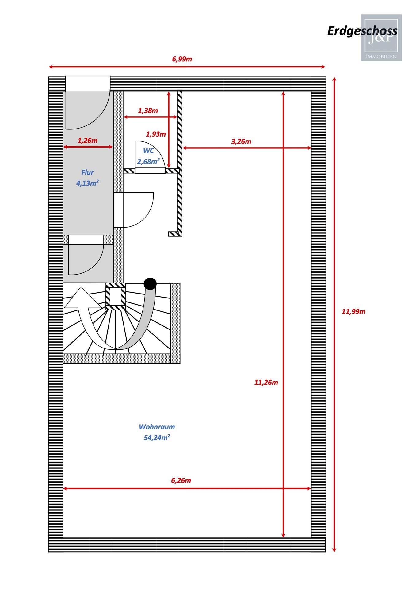 Moderne Maisonette Wohnung mit Garten & Balkon, KfW-70-Standard & 2 Stellplätzen in Kelsterbach - Grundriss Erdgeschoss