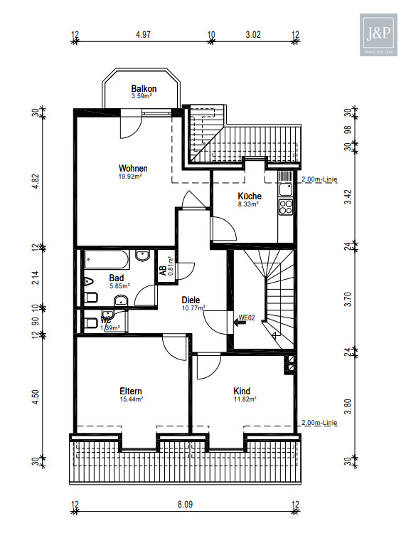 Starke Renditemöglichkeit in Frankfurt-Goldstein. Grundstück in Eigentum! Neuerrichtung 2009 - Dachgeschoss