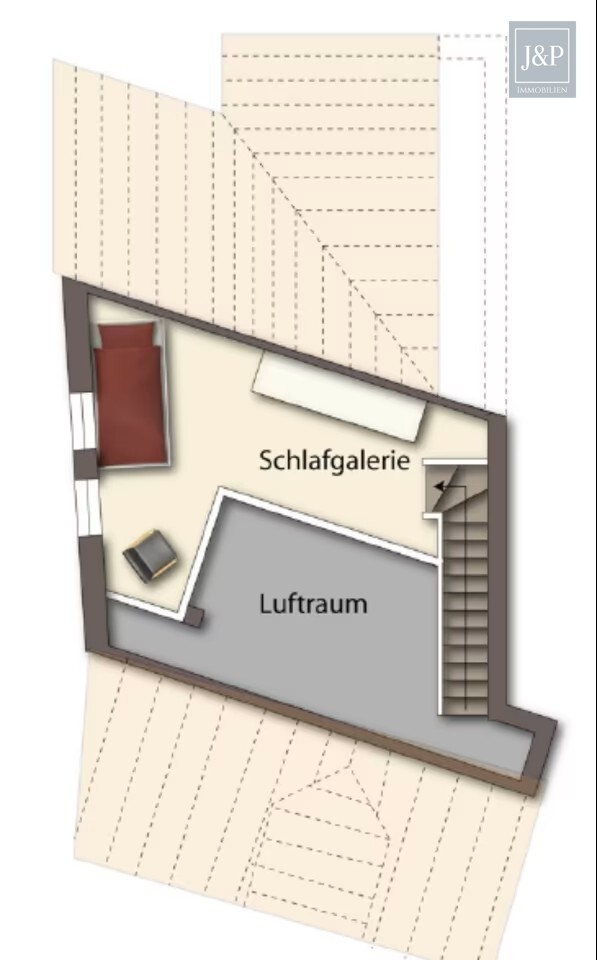 Lichtdurchflutete Maisonettewohnung mit Galerie und Balkon in zentraler Lage - Grundriss Schlafgalerie