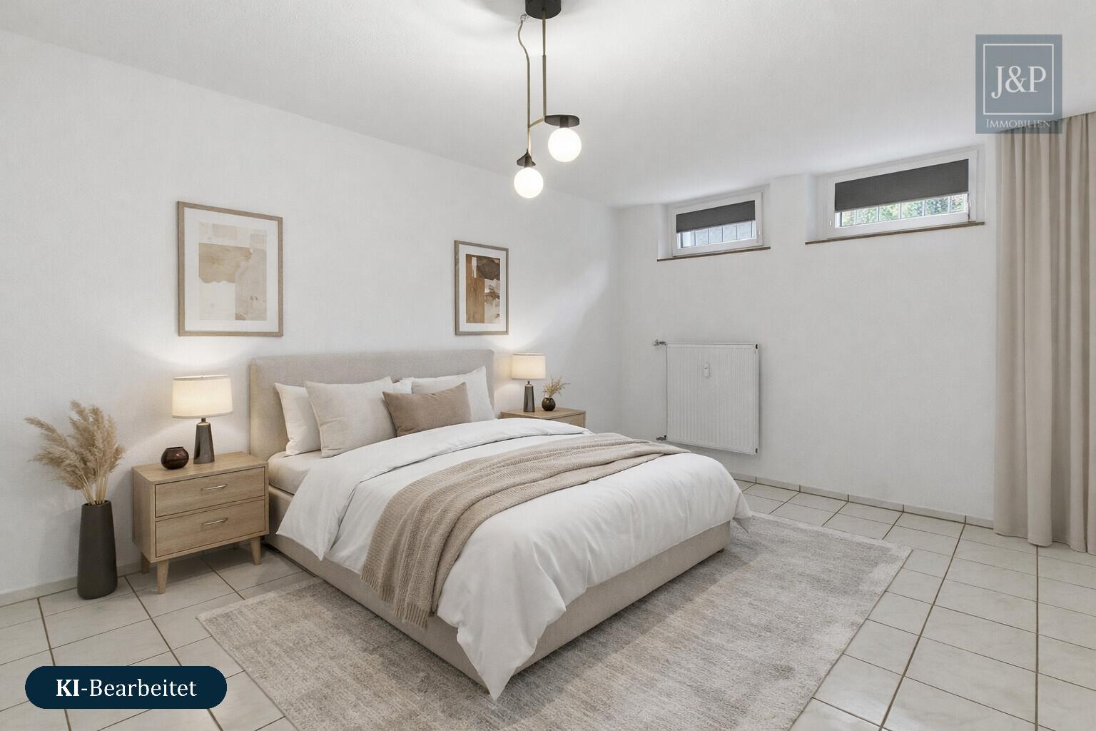 Helle 3-Zimmer-Wohnung mit Terrasse & Gartenanteil in Toplage Hofheim-Marxheim - Schlafzimmer 2 KI Überarbeitet
