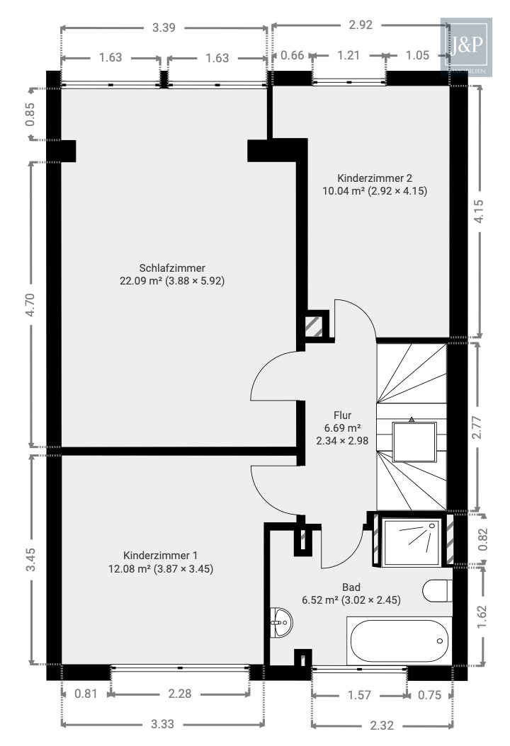 Rundum modernisiert: Einziehen & wohlfühlen – Hochwertiges Reihenhaus mit Aufstockungspotenzial! - 1. Obergeschoss
