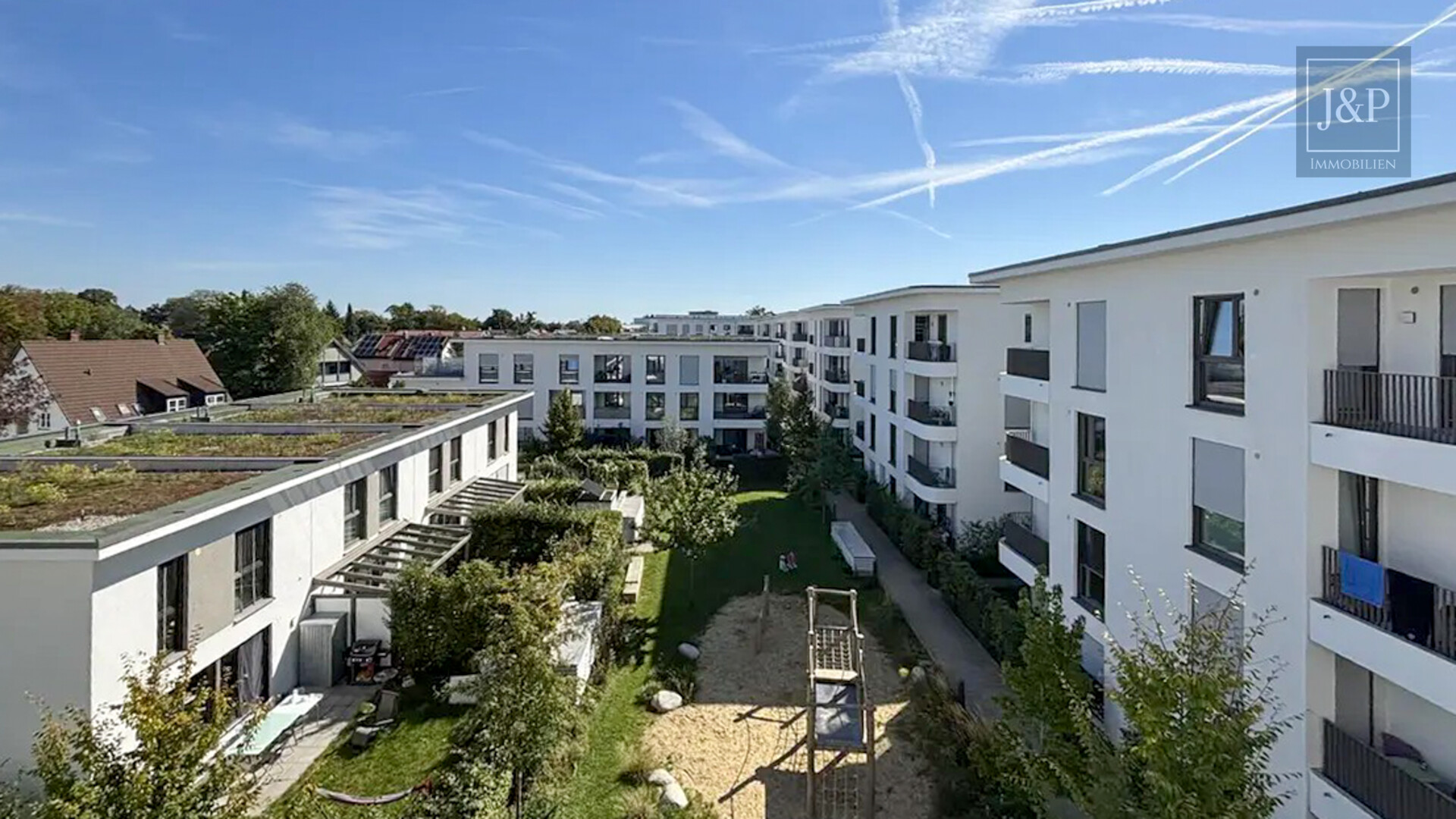 Barrierefrei wohnen in jeder Lebensphase – moderne 4-Zimmer-Wohnung nahe München - Aussicht Garten