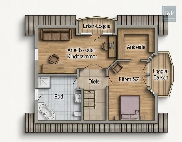 Modernes Raumwunder in traumhafter Lage: Großzügiges Einfamilienhaus mit weitläufigem Grundstück! - Grundriss OG