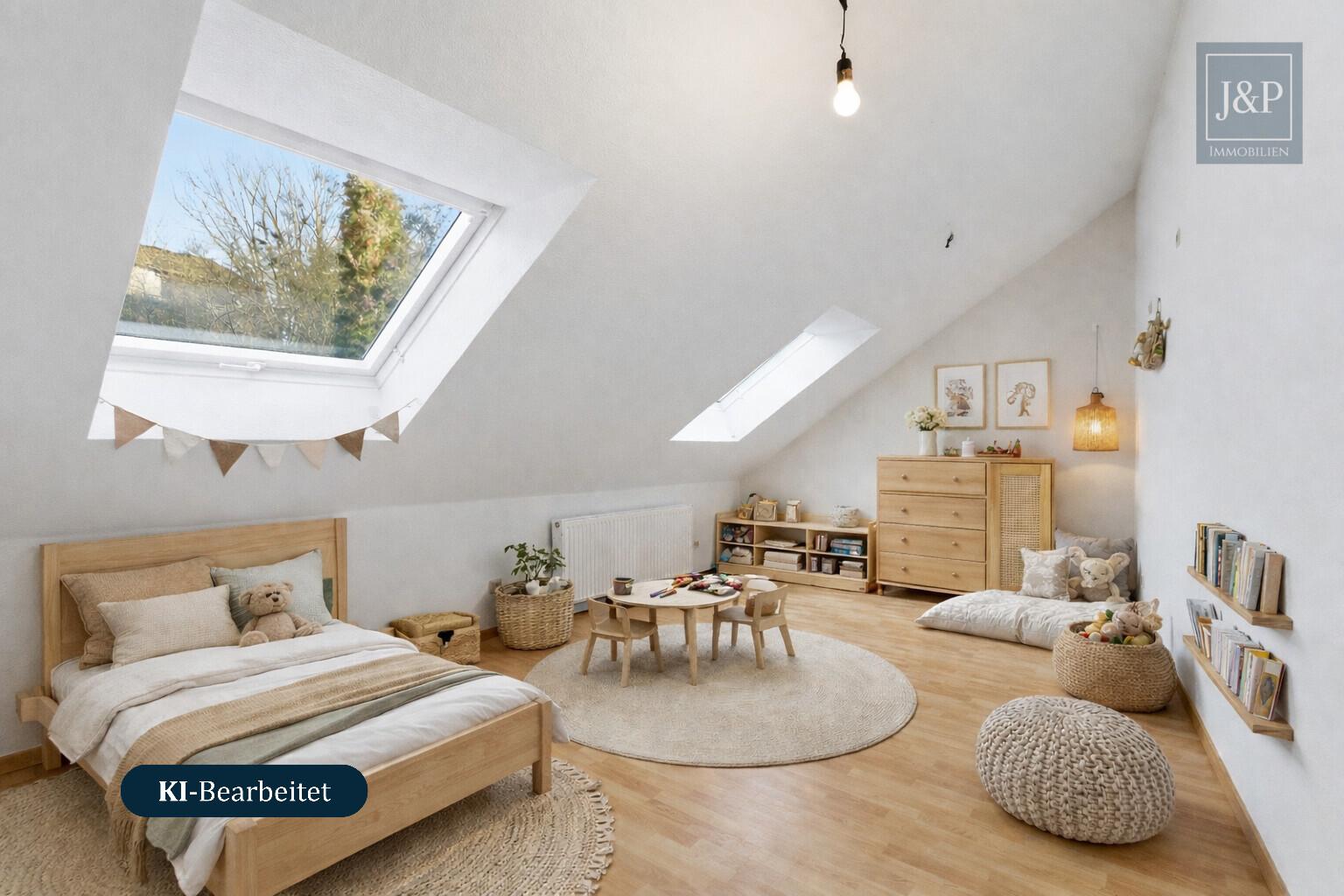Mitten im Grünen: Großzügiges Splitlevel-Haus mit Einliegerwohnung in Eppstein - Schlafzimmer 3 KI-Generiert