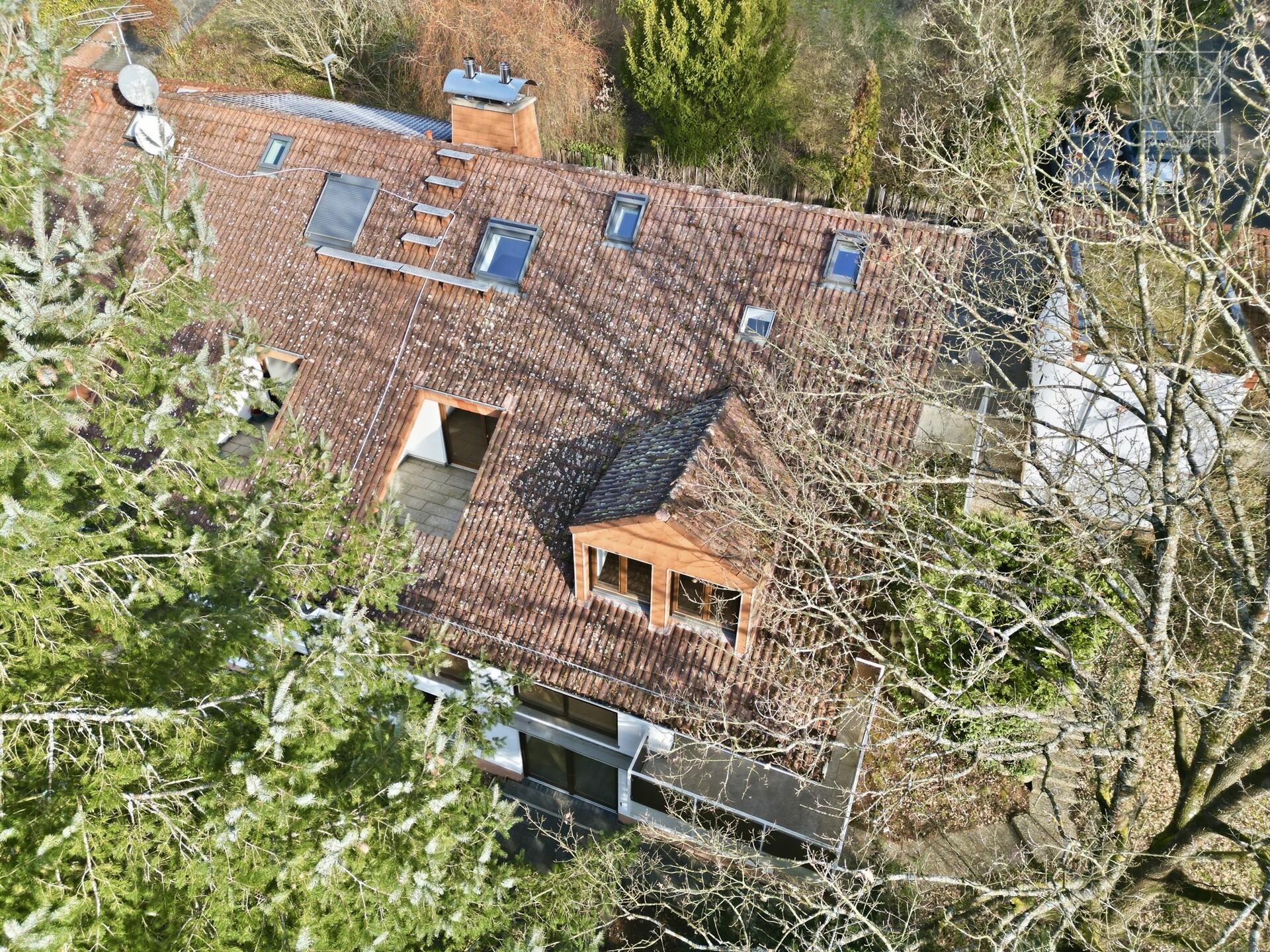 Mitten im Grünen: Großzügiges Splitlevel-Haus mit Einliegerwohnung in Eppstein - Vogelperspektive