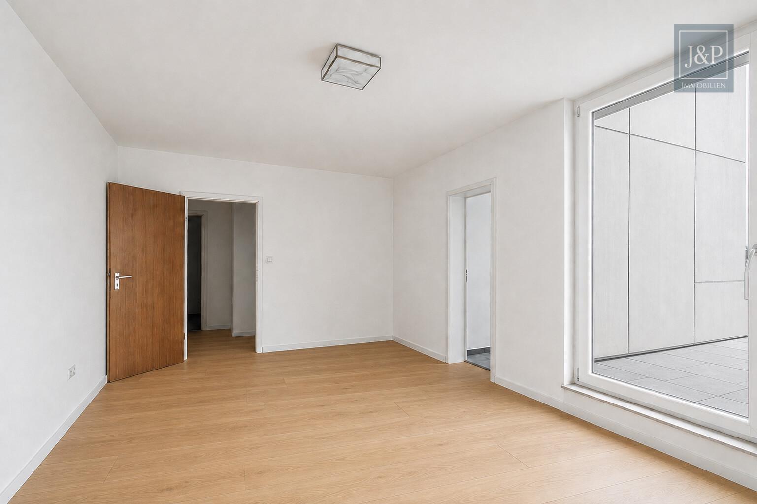 Beeindruckende Penthouse-Wohnung mit Skylineblick und zwei Terrassen! - Schlafzimmer (Visualisierung)