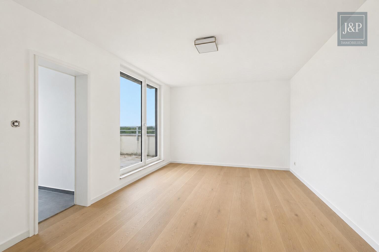 Beeindruckende Penthouse-Wohnung mit Skylineblick und zwei Terrassen! - Schlafzimmer (Visualisierung)