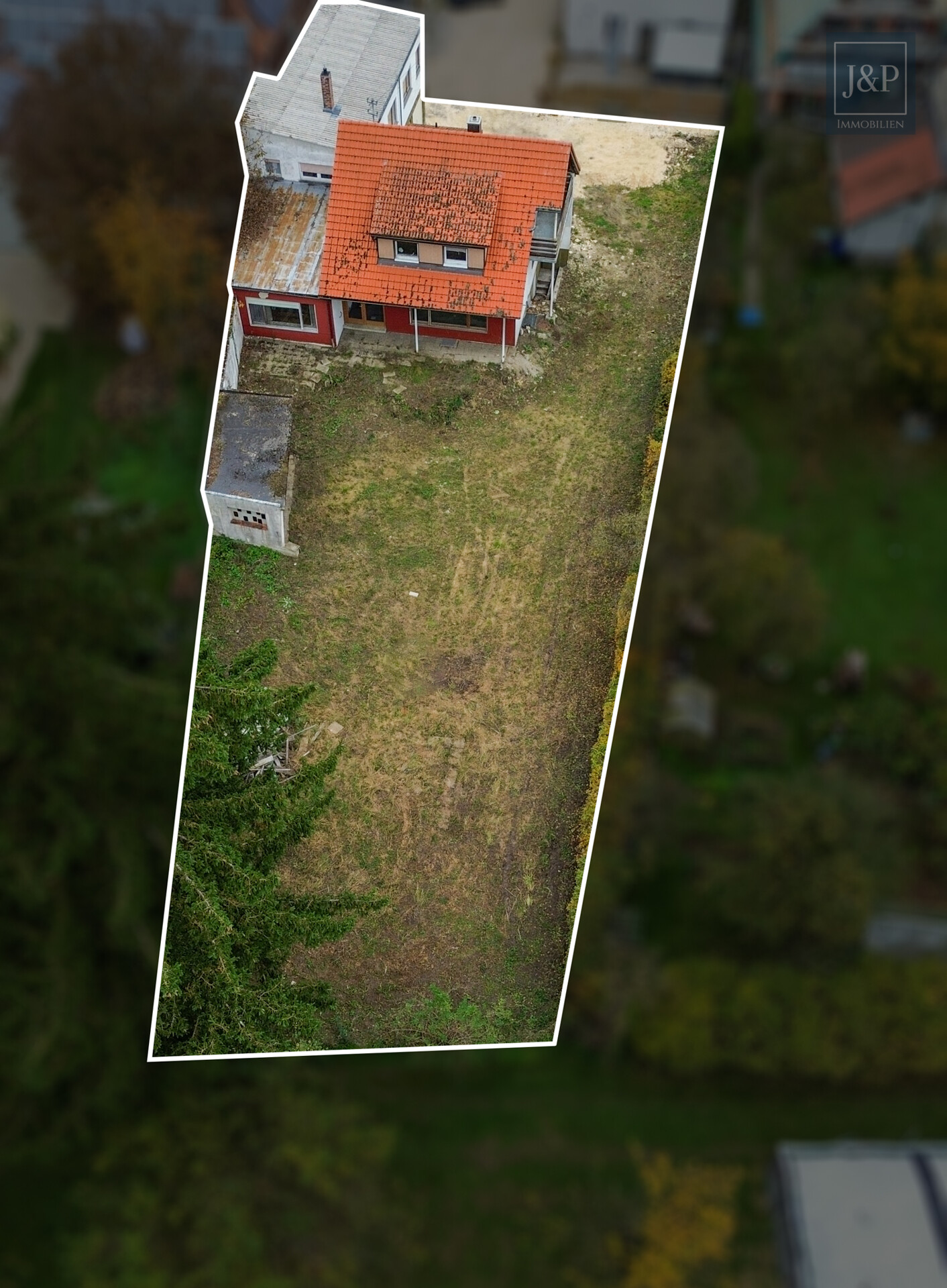 Großes Grundstück mit sanierungsbedürftigem Wohnhaus und zusätzlicher Baufläche in Westerstetten - Luftbild