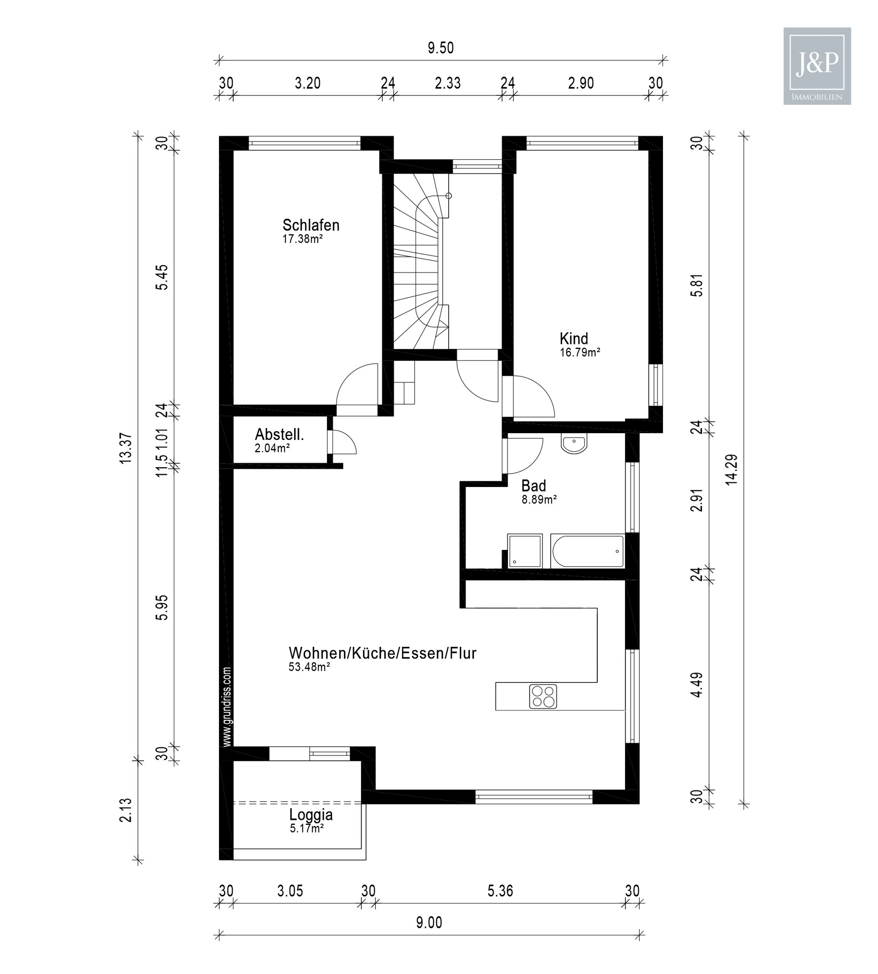 Gehobenes Wohnen am Naturschutzgebiet: traumhafte 3-Zimmer-Wohnung mit Balkon und Weitblick - Grundriss