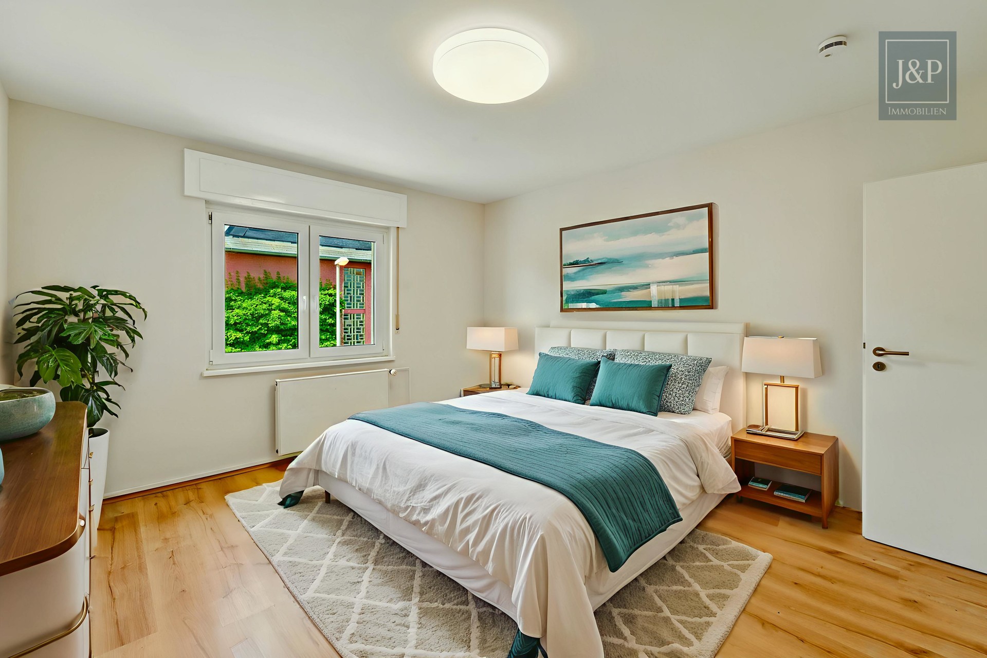 Maisonette-Wohnung mit Dachterrasse und toller Aussicht über Eschborn - Staging Schlafzimmer