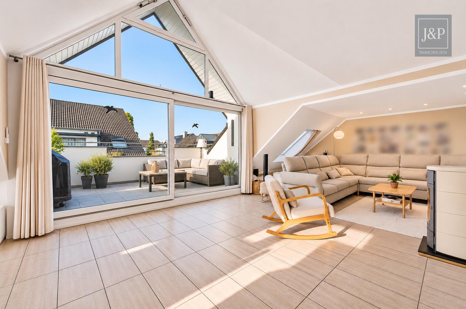 Exklusive Maisonette mit Weitblick und einzigartiger Architektur im Herzen von Kriftel - Wohnbereich