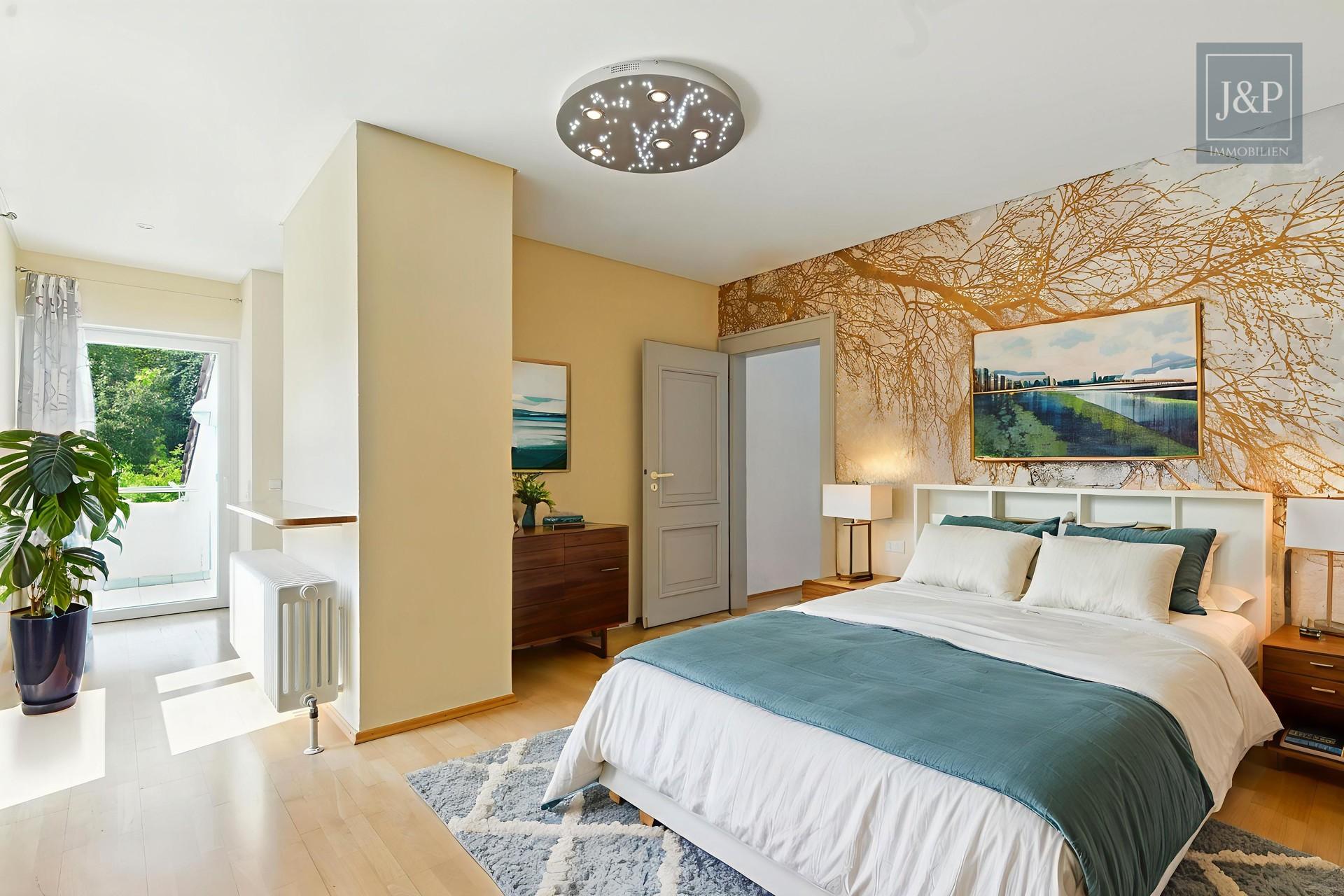Wohnen in Top-Lage von Goldbach mit großem Grundstück! – Besonderes Wohnerlebnis im Architektenhaus - OG Schlafen 1 Staged