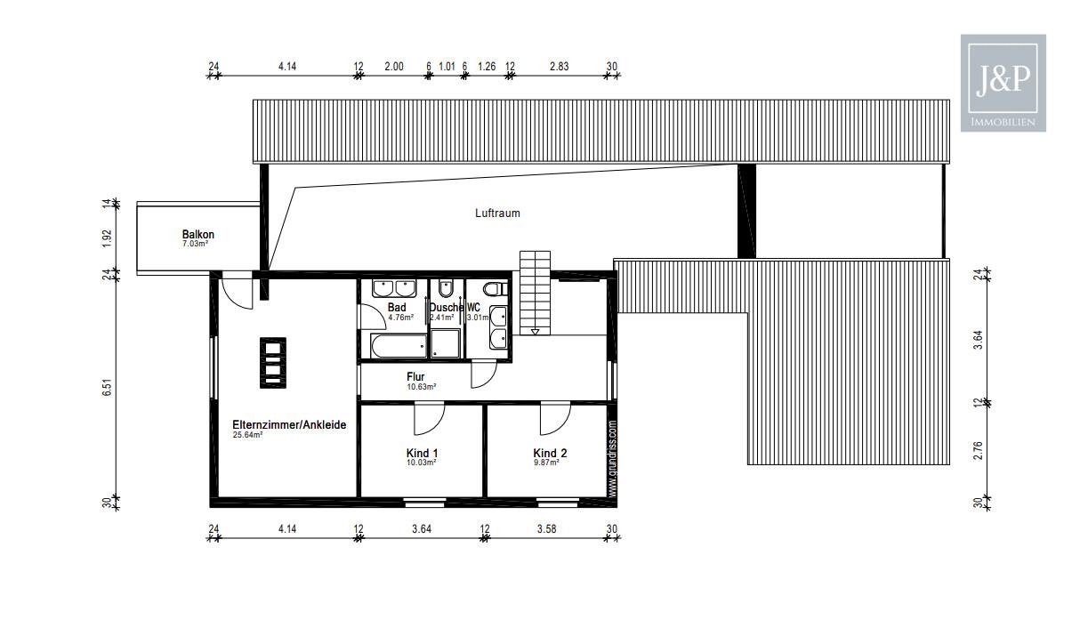 Wohnen in Top-Lage von Goldbach mit großem Grundstück! – Besonderes Wohnerlebnis im Architektenhaus - Grundirss DG