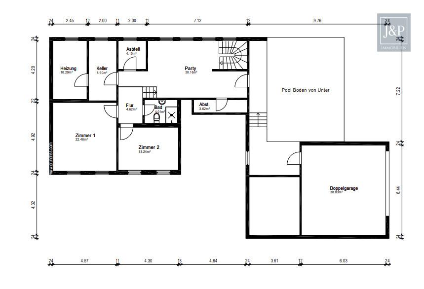 Wohnen in Top-Lage von Goldbach mit großem Grundstück! – Besonderes Wohnerlebnis im Architektenhaus - Grundriss UG