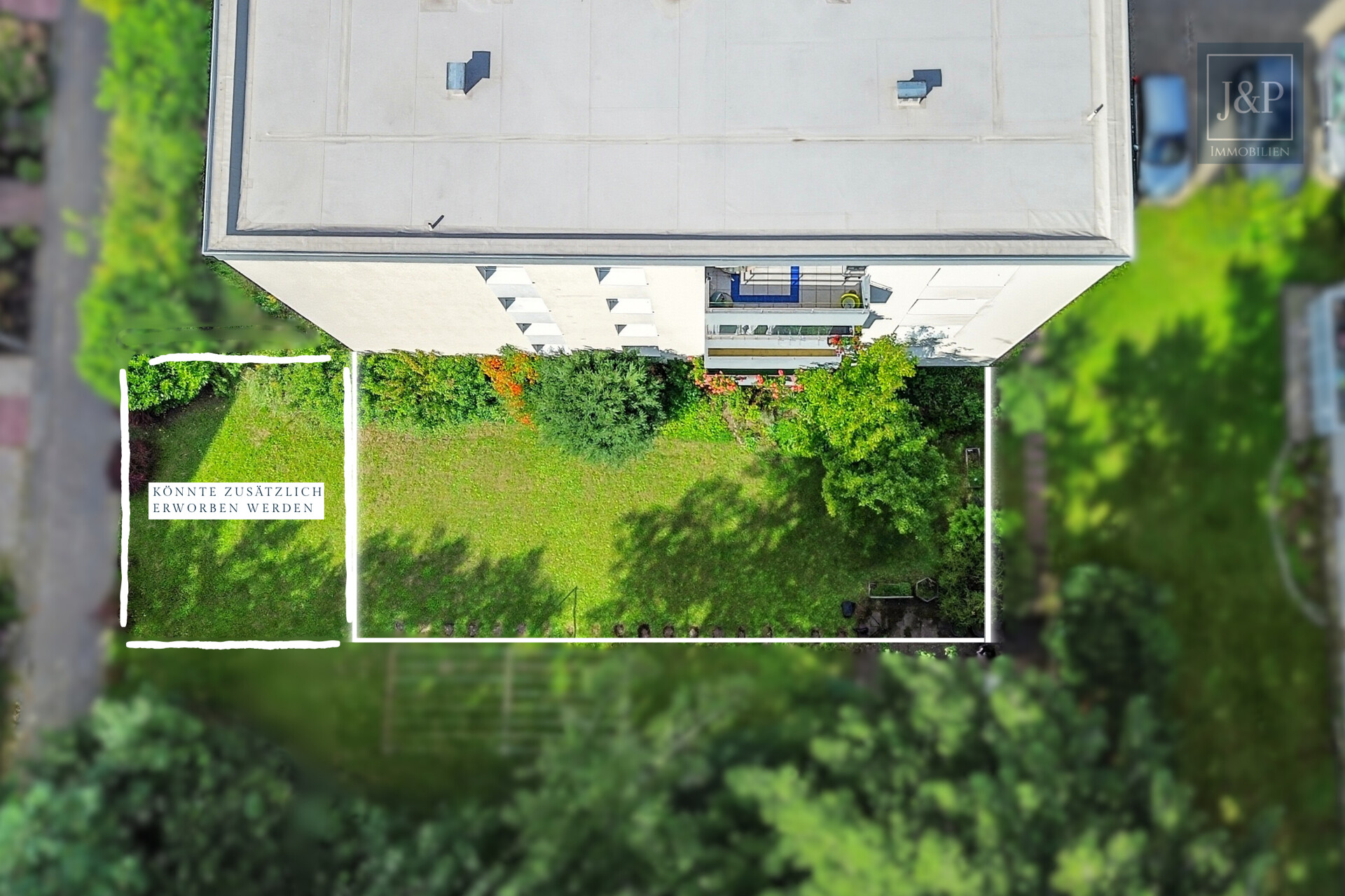 Kapitalanlage mit Weitblick – Vermietete 4-Zimmer-Wohnung in Darmstadt-Arheilgen - Vogelperspektive Garten