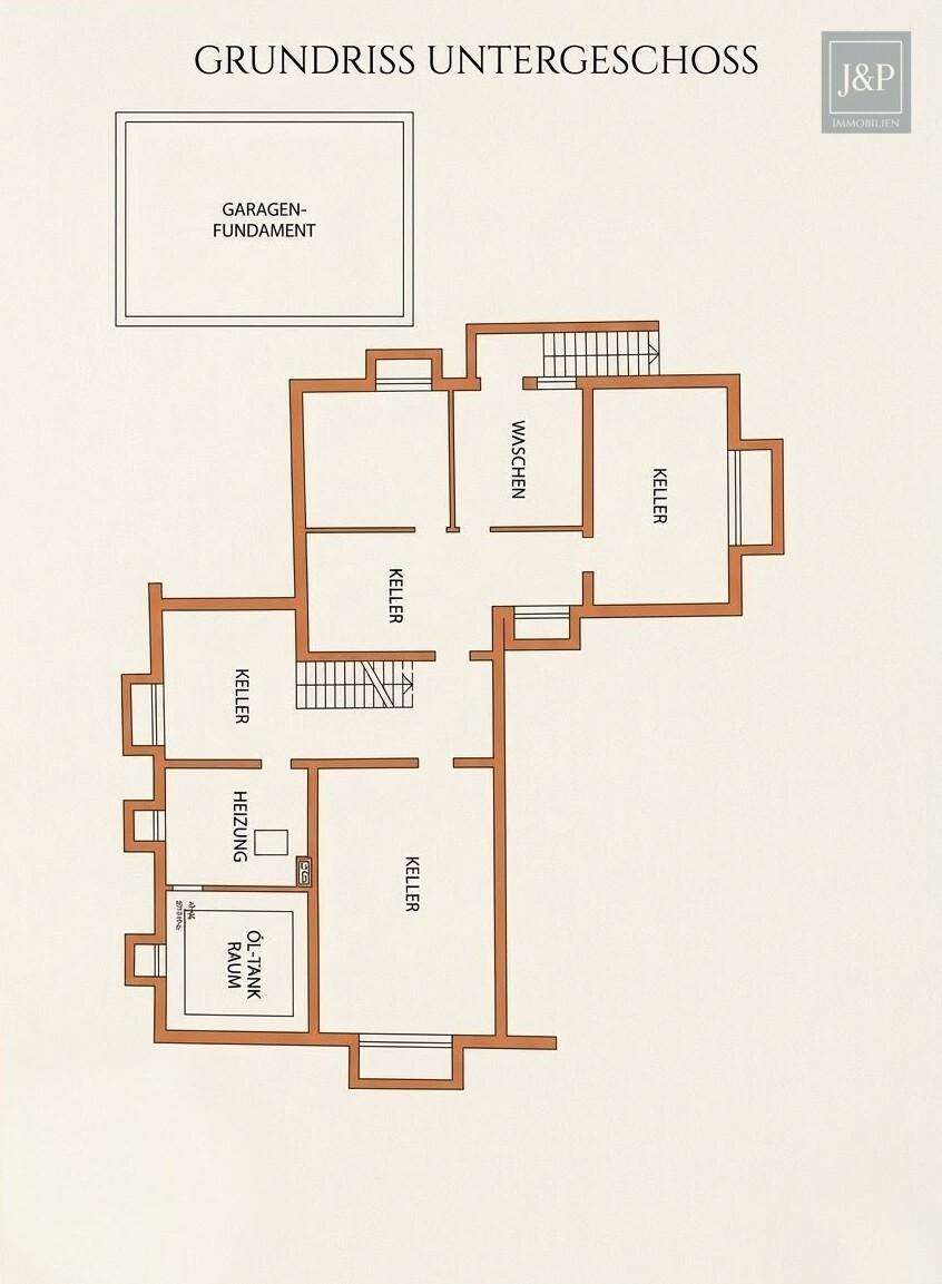 Zeitlose Eleganz der 70er: weitläufiger Bungalow mit Wintergarten-Oase und offenem Kamin - Grundriss Untergeschoss