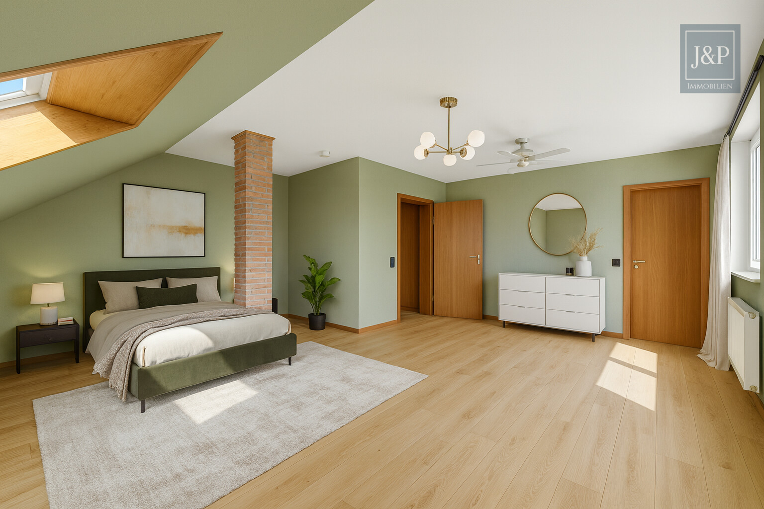 Renovierungsbedürftiges Einfamilienhaus mit 200 m² Wohnfläche, großem Garten & Feldrandlage - Schlafzimmer 4 1.OG (KI-Renoviert)