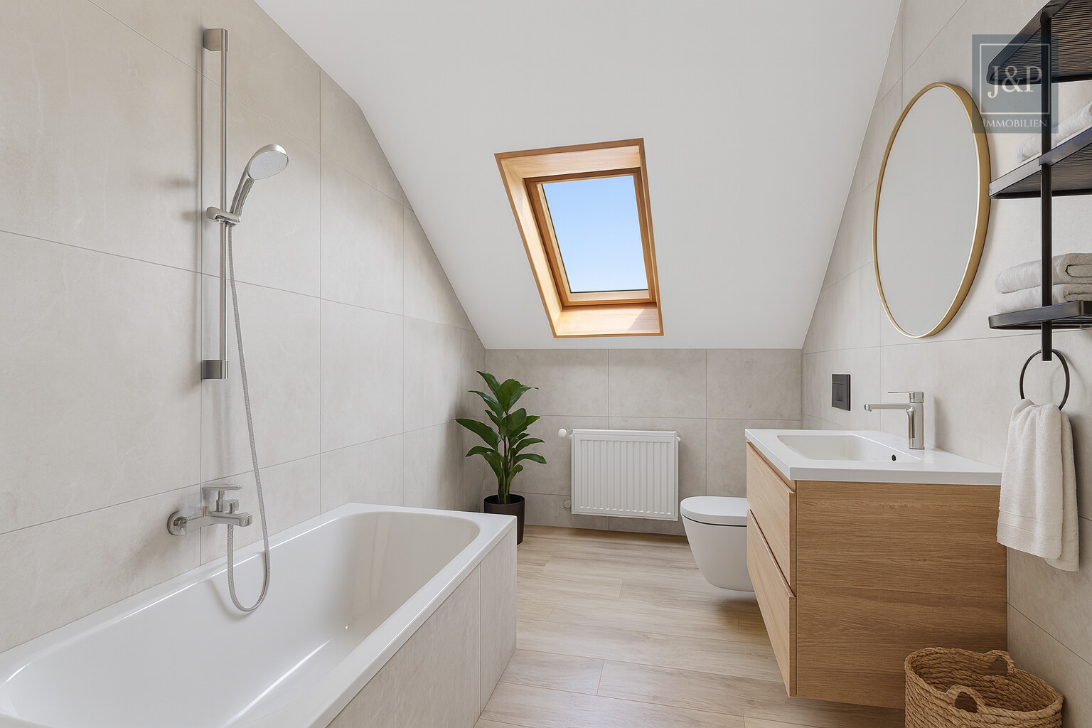 Renovierungsbedürftiges Einfamilienhaus mit 200 m² Wohnfläche, großem Garten & Feldrandlage - Badezimmer 2 1.OG (KI-Renoviert)