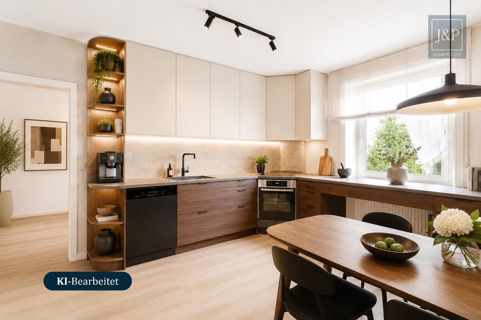 Großzügiges Einfamilienhaus mit Einliegerwohnung, Wintergarten & Doppelgarage in Hochheim - Küche EG KI generiert