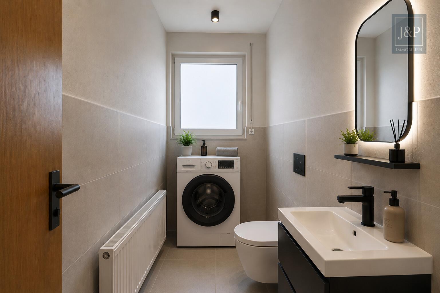 Großzügiges Einfamilienhaus mit Einliegerwohnung, Wintergarten & Doppelgarage in Hochheim - Gäste-WC KI generiert