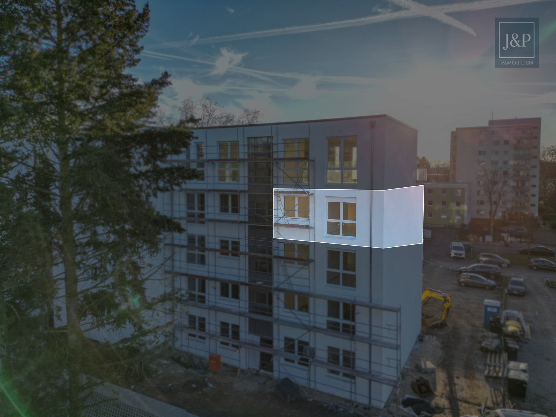 Lichtdurchflutete 3-Zimmer-Neubauwohnung mit Fußbodenheizung & großem Balkon in Rödelheim - Außenansicht Rückseite