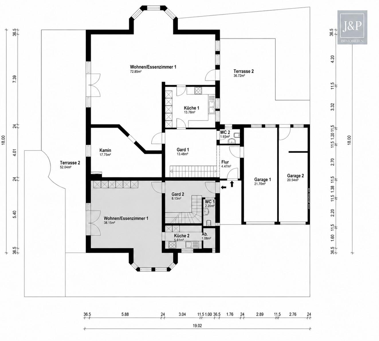 Großfamilien aufgepasst! - Exklusives Anwesen mit Privatsphäre und Waldrandlage in Glattbach - Grundriss EG