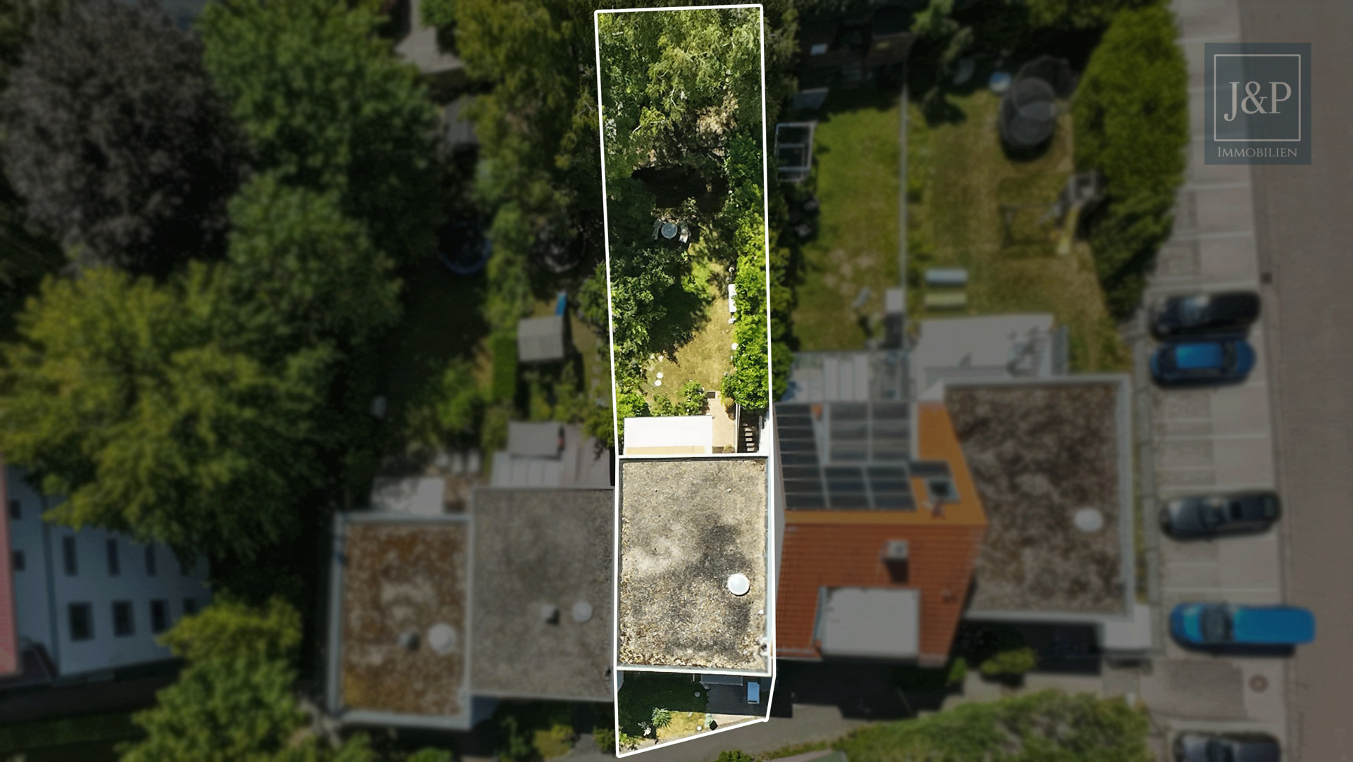 Renovierungsbedürftiges Reihenmittelhaus in ruhiger Lage mit großem Garten - Ansicht von Oben