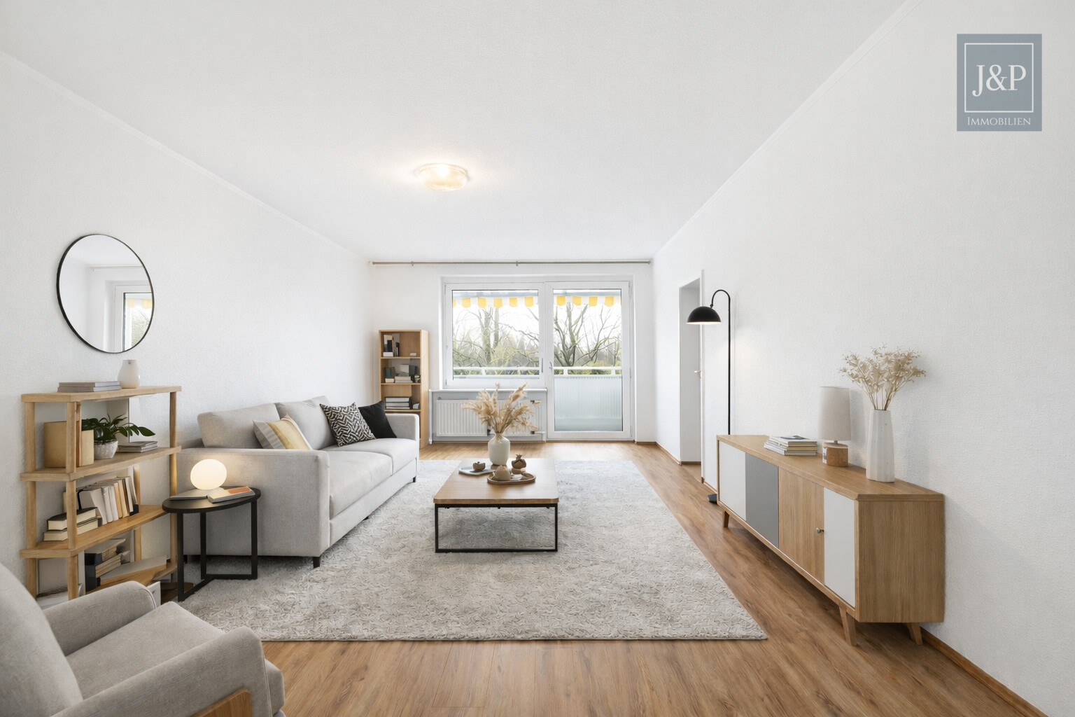 Lichtdurchflutete 4-Zimmer-Wohnung mit Balkon & Stellplatz in zentraler Lage von Eschborn - Wohnzimmer KI generiert