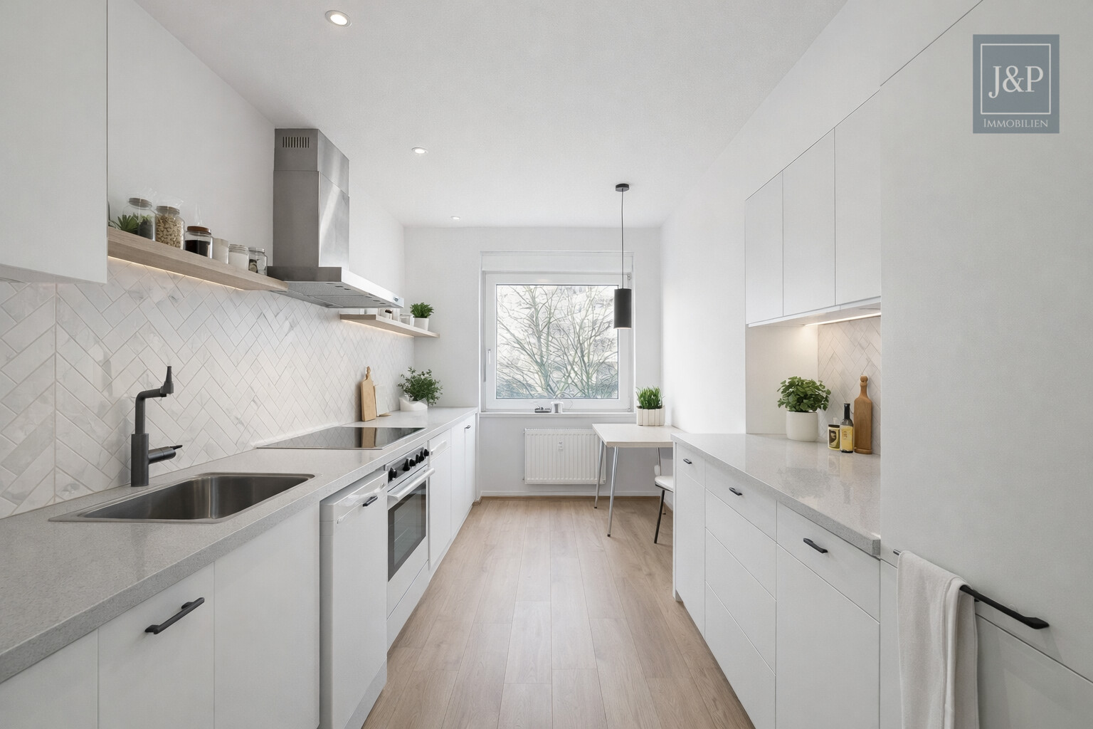 Lichtdurchflutete 4-Zimmer-Wohnung mit Balkon & Stellplatz in zentraler Lage von Eschborn - Küche KI generiert