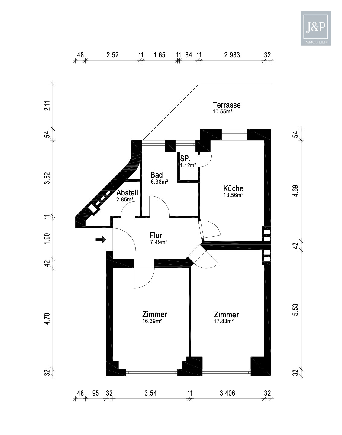 Bezugsfreie 2-Zi-EG-Wohnung mit Terrasse – Toplage nahe Helmholtzkiez - Grundriss
