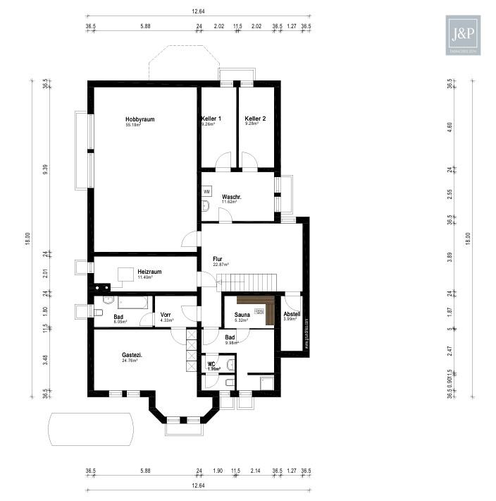 Einmalige Gelegenheit! Ihr Anwesen im Villenviertel von Glattbach. Einliegerwohnung & Waldnähe - Grundriss UG Glattbach