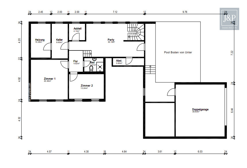 Wohnen in Top-Lage von Goldbach! – Besonderes Wohnerlebnis im Architektenhaus - Grundriss UG