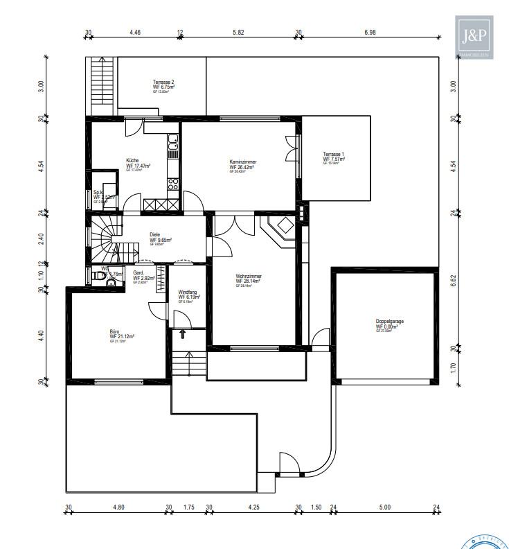 Hochwertiges Anwesen im Landhausstil - Ruhige Sackgassenlage mit durchdachtem Grundriss - Grundriss Erdgeschoss