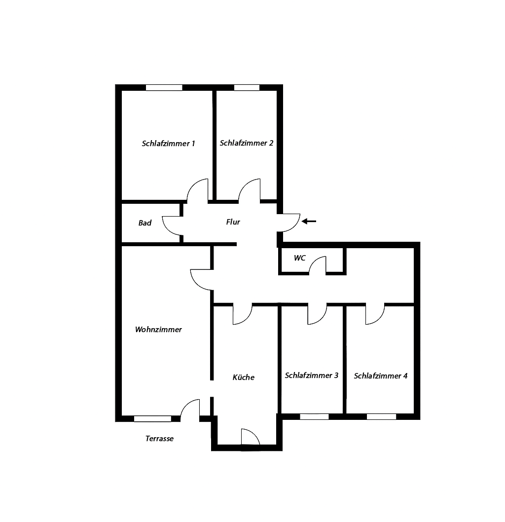 Modernisierte 5-Zimmer-Wohnung mit eigenem Gartenanteil! - Grundriss