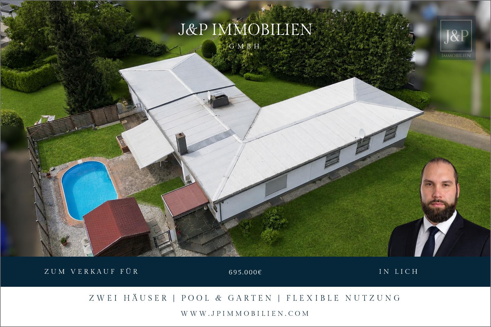 Wohnensemble in Lich: 2 Häuser, Pool, großer Garten, 2 Garagen & 5 Stellplätze - Titelbild
