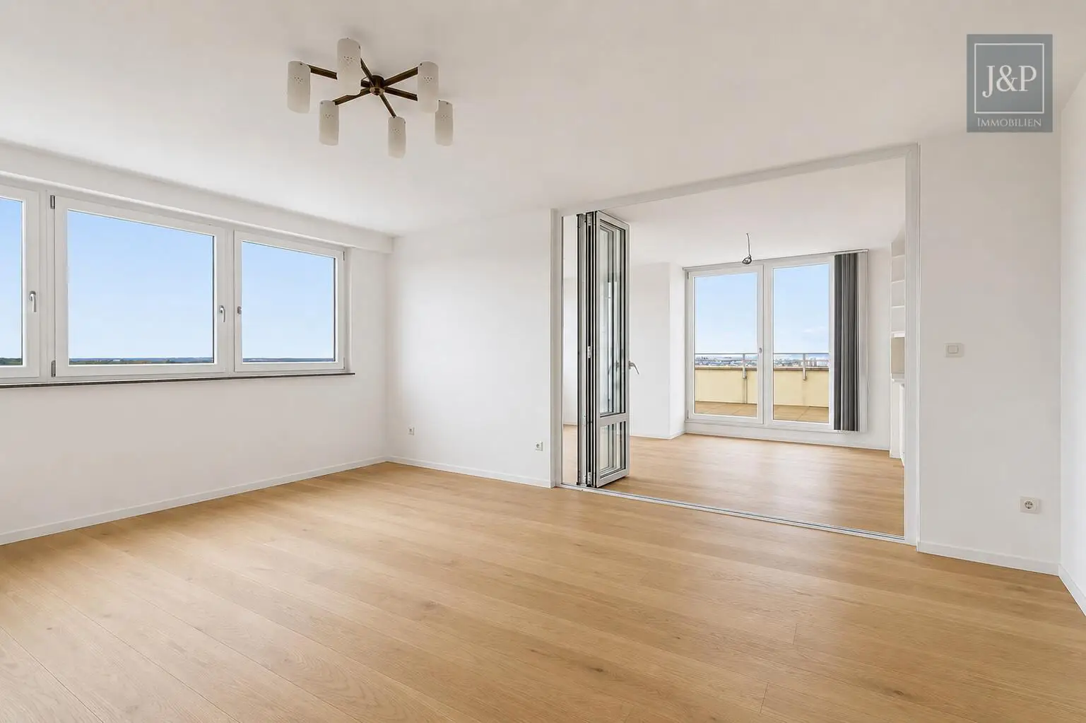 Beeindruckende Penthouse-Wohnung mit Skylineblick und zwei Terrassen! - Wohnzimmer (Visualisierung)