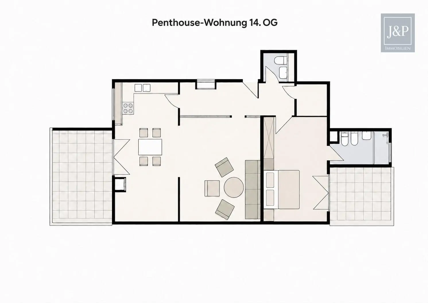 Beeindruckende Penthouse-Wohnung mit Skylineblick und zwei Terrassen! - Grundriss