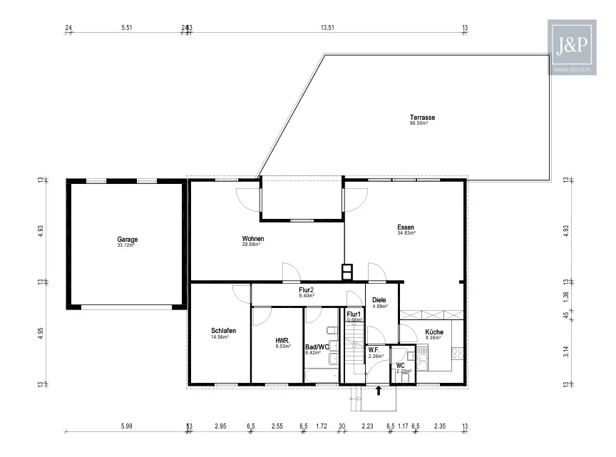 Sonnige Lage auf der Hegewiese. Großes Anwesen mit altem Baumbestand + Ausbaureserve (ZFH/EFH) - EG