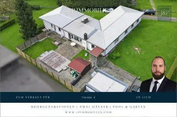 Mehrgenerationenwohnen in Lich – Zwei Häuser, Pool & großer Garten – vielseitig nutzbar, 35423 Lich, Einfamilienhaus